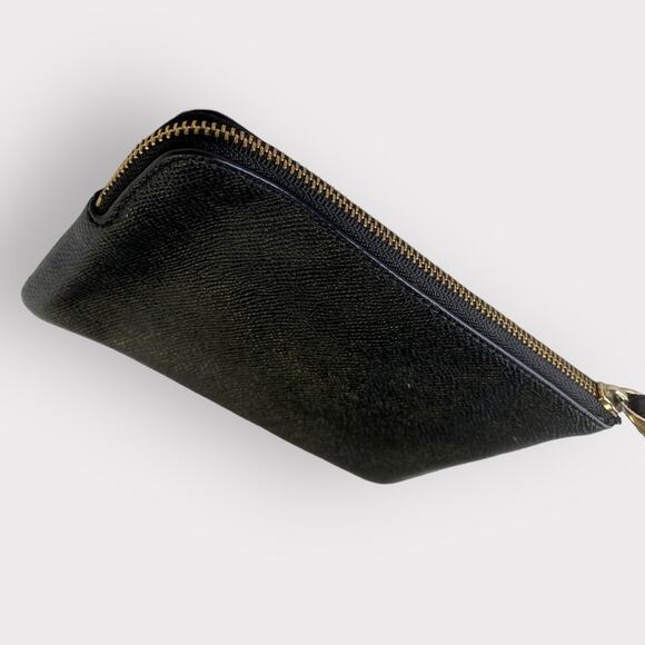 Coach Leather Crossgrain Corner Zip Wristlet Black - Picture 4 of 8